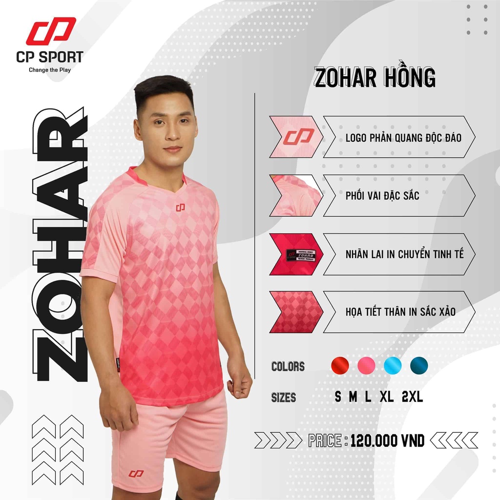 Áo Đá Banh Không Logo Zohar Hồng - Đồ Thể Thao Nam Nữ Cao Cấp CP Sport