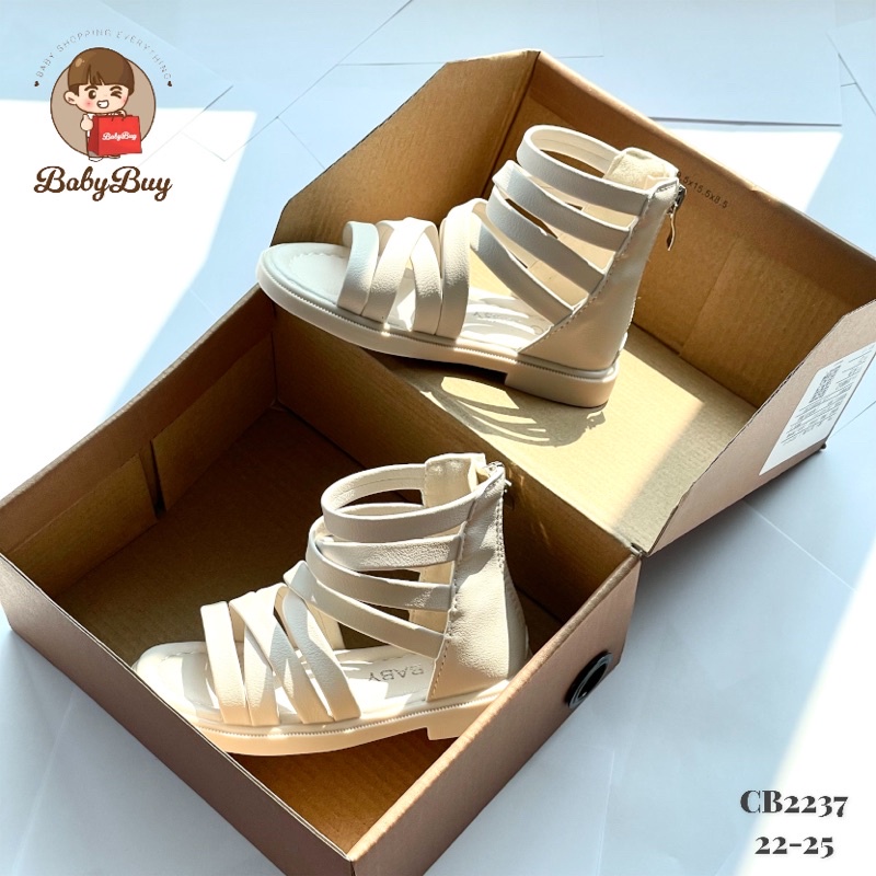 SANDAL CHIẾN BINH  CHO BÉ GÁI , DÉP SANDAL CAO CỔ BÉ GÁI MÀU TRẮNG KEM CHẤT DA MỀM ĐẸP