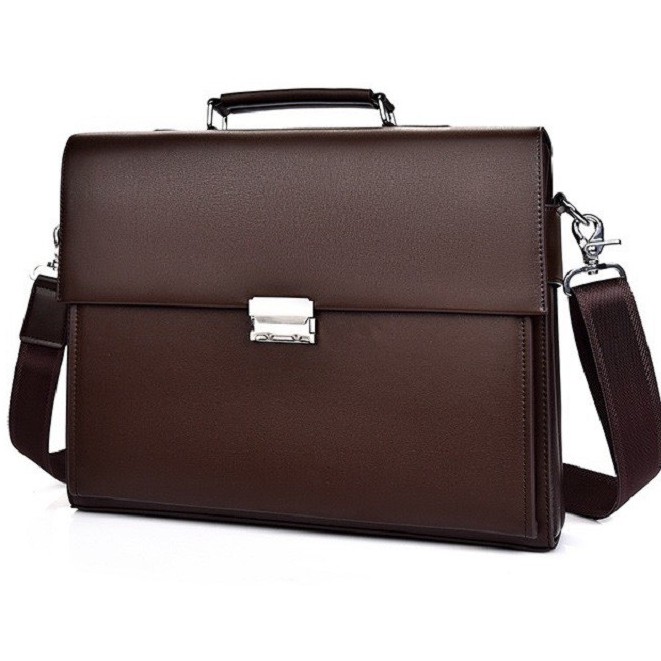 Túi xách cặp da giáo viên da bò công sở T54 khóa số 38x30x8cm (Nâu-Đen) | BigBuy360 - bigbuy360.vn