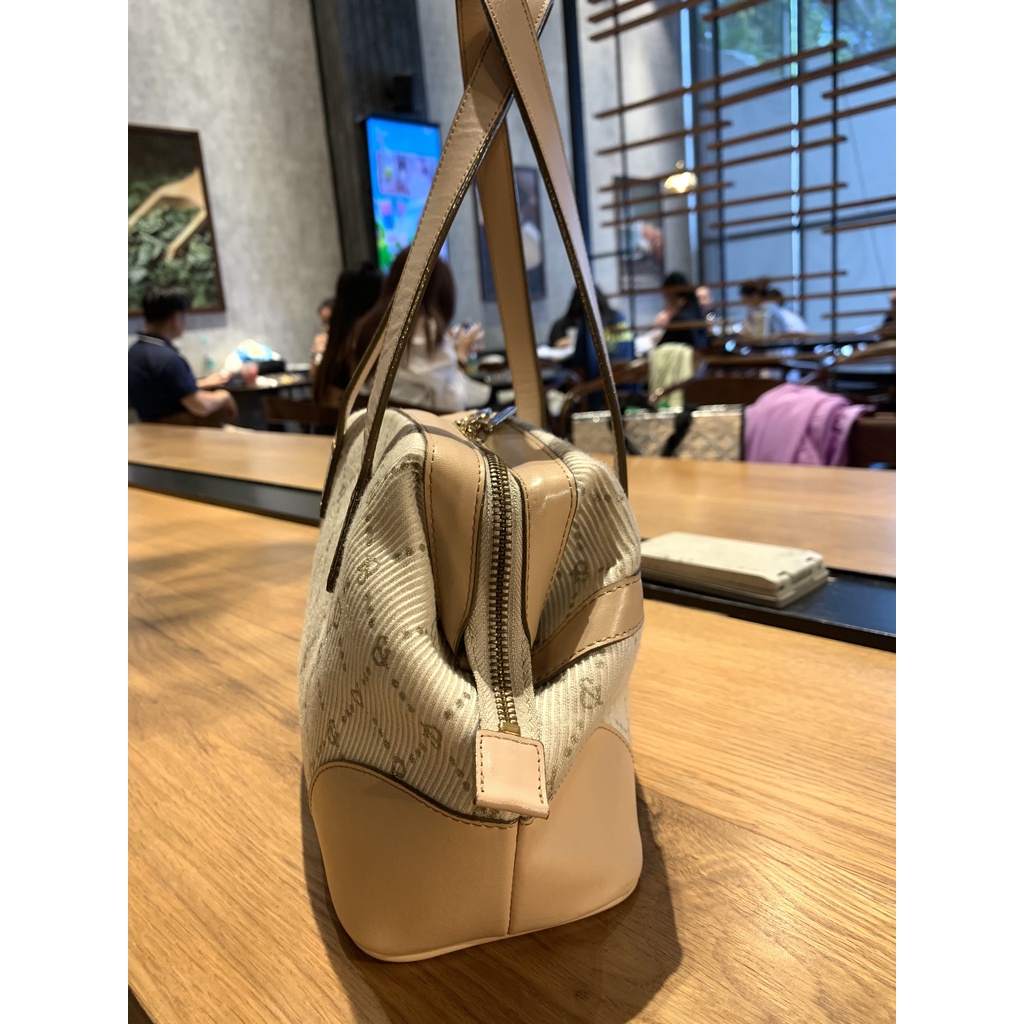 Túi xách tay vải phối da hiệu PINKY & DIANNE