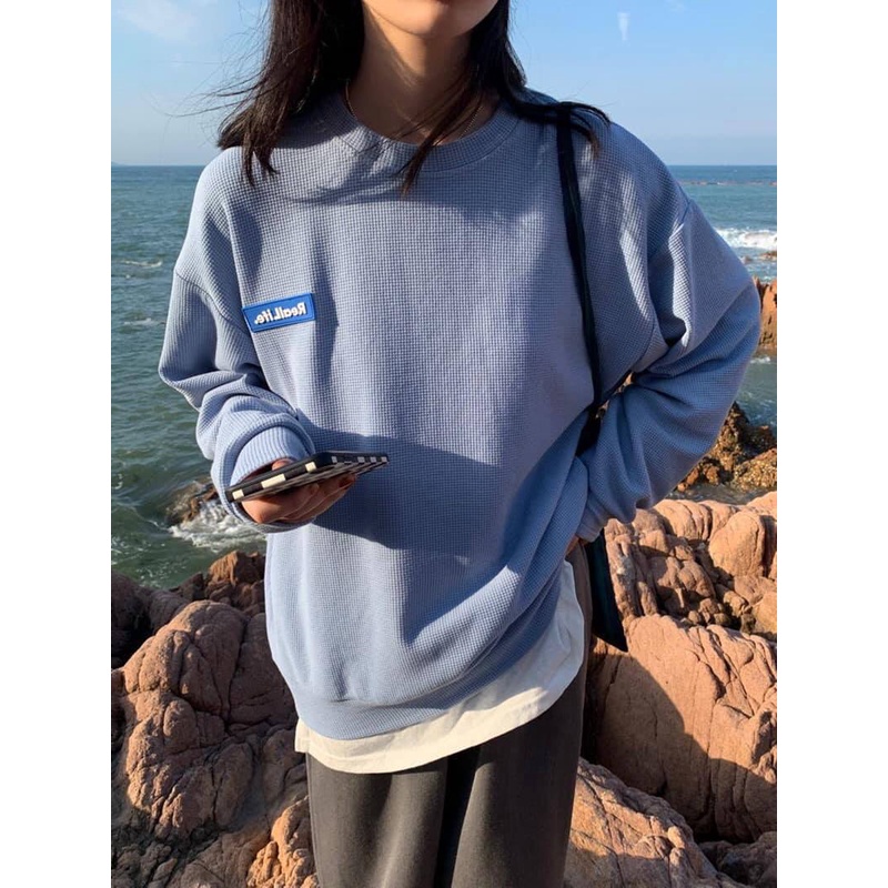 Áo sweater tăm xanh logo chất xốp mịn