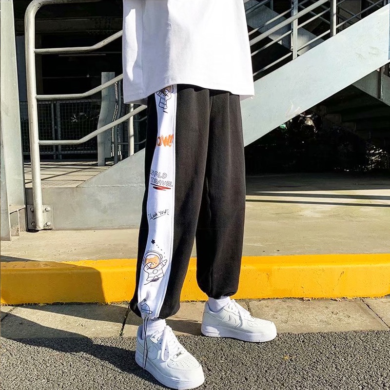 Quần baggy in họa tiết hoạt hình phong cách Hàn Quốc thời trang cho nam