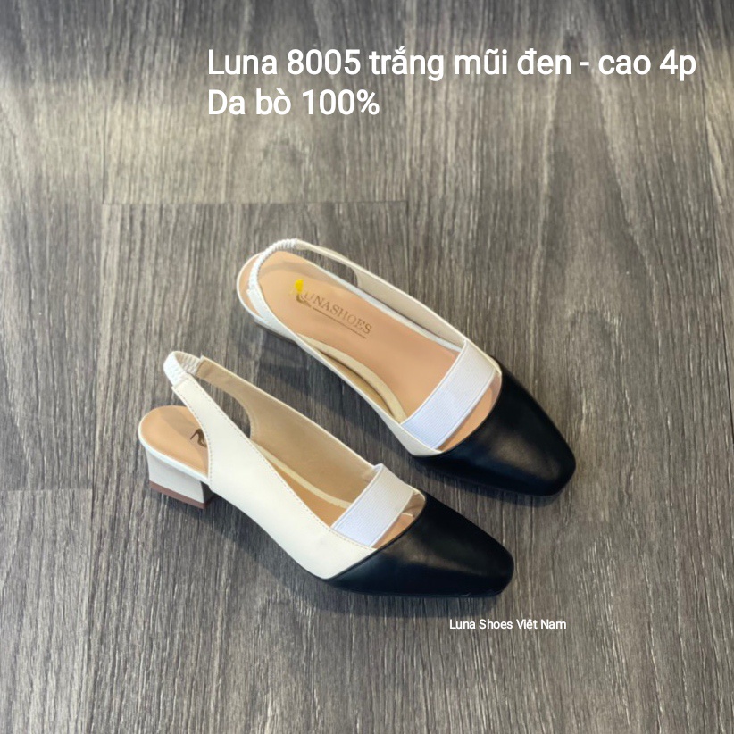 Giày bệt nữ Lunashoes (8005) mũi tròn da bò có quai cao cấp dễ đi kiểu Hàn quốc nhiều màu