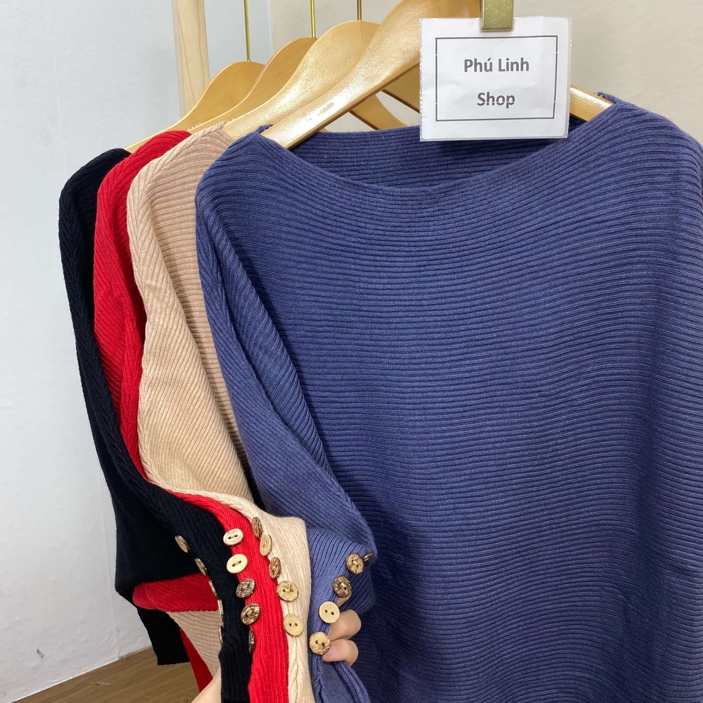 MS842 Áo len nữ cánh dơi tay khuy bo gấu thanh lịch