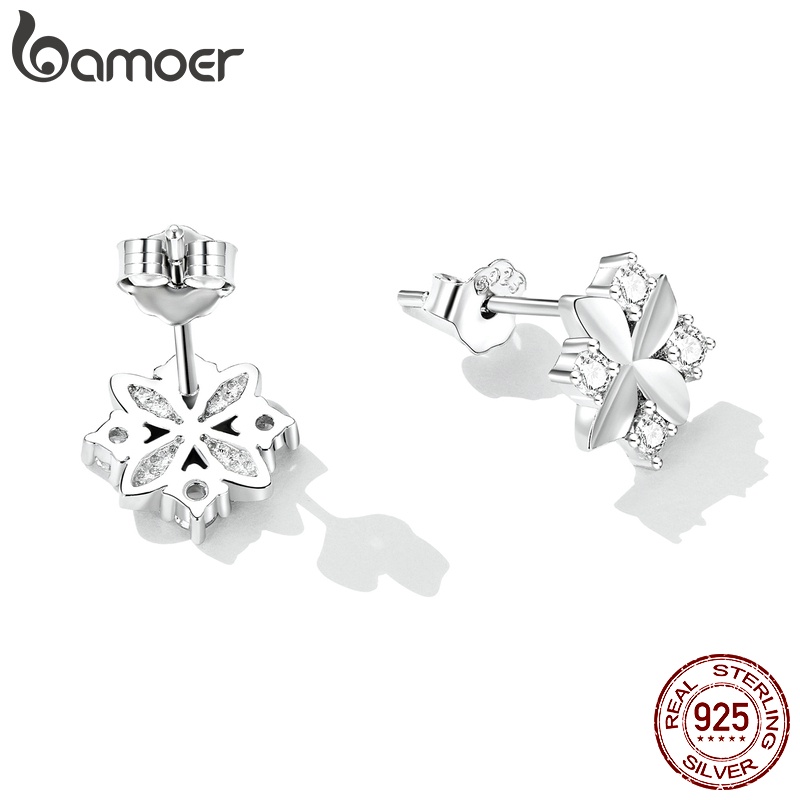 Bông tai bạc 925 BAMOER hình hoa / trái tim thờI trang