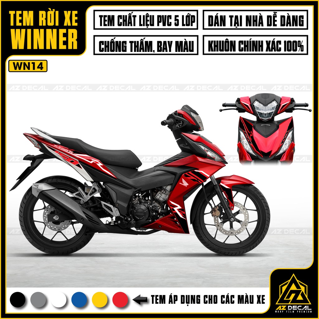 Tem Xe Winner V1/150 Mẫu RS150R | WN14 | Tem Rời Chất Liệu Decal PVC Cao Cấp, Dễ Dán Tại Nhà