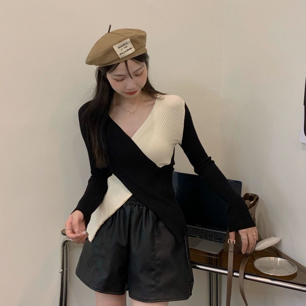 Áo Len Thu Đông Thiết Kế Bất Đối Xứng Thiết Kế Mới Cho Nữ