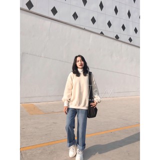 Áo sweater cổ tròn lông cừu