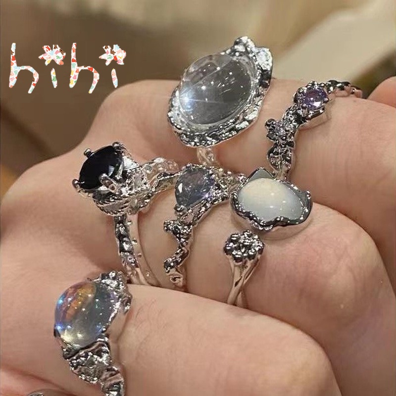 Nhẫn Hợp Kim Đính Đá Opal Nhân Tạo Thời Trang Cho Nữ
