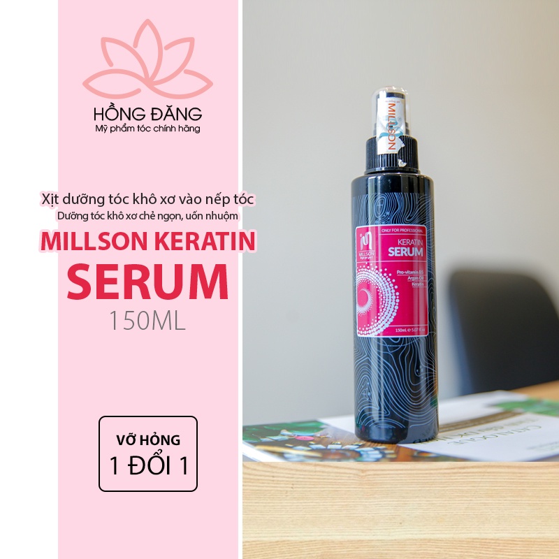 Xịt dưỡng tóc chăm sóc tóc phục hồi hư tổn Keratin Millson 150ml sịt dưỡng tóc uốn duỗi nhuộm tinh chất dưỡng tóc khô xơ