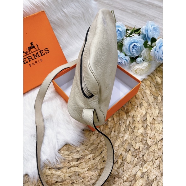 Túi si da thật màu kem