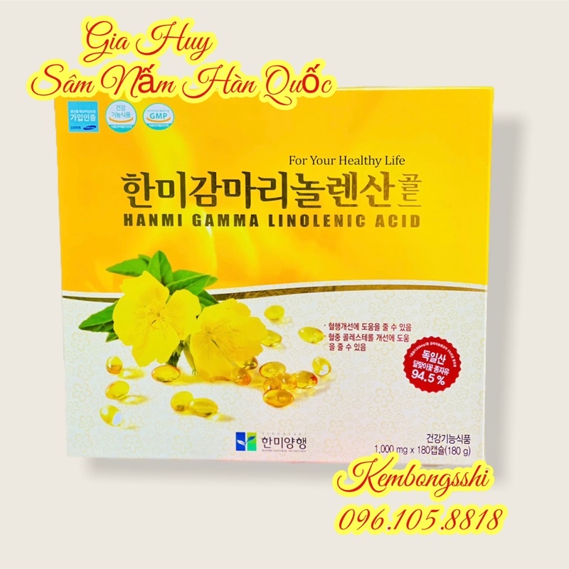 [DATE 2023] Tinh Dầu Hoa Anh Thảo Hanmi Gamma Linolenic Acid Hàn Quốc Cân Bằng Nội Tiết Tố [HỘP 180 VIÊN]