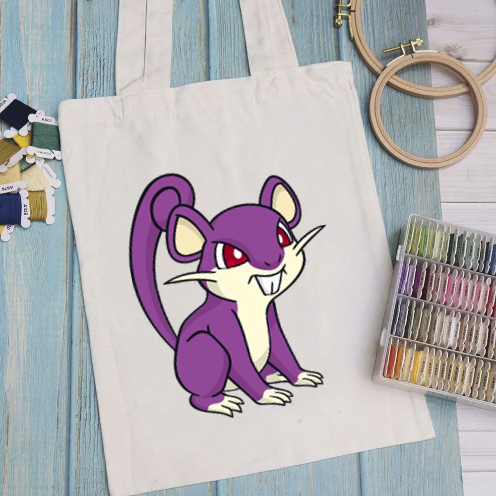 Túi vải, túi Tote POKEMON - Mẫu 2 vải canvas dày đẹp cho nữ có khóa miệng đi học đi chơi. In hình theo yêu cầu