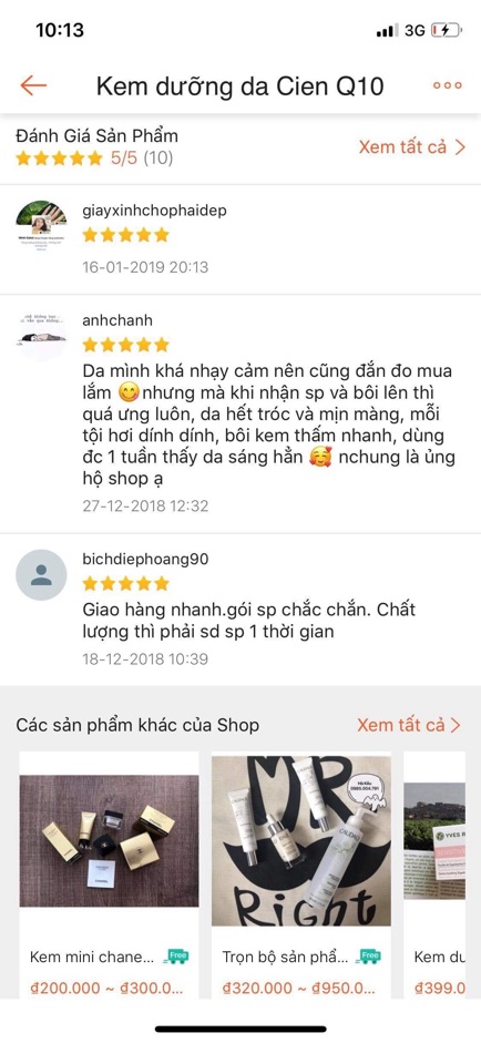 Cặp kem dưỡng ngày đêm cien q10