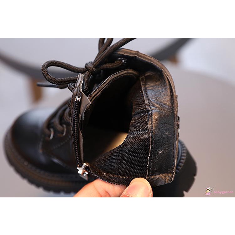 Giày Bốt Martin Cổ Thấp Có Dây Kéo Thời Trang Thu Đông Cho Bé Gái