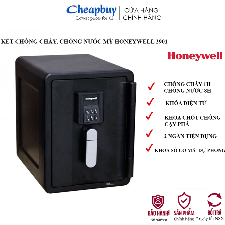 Két an toàn khoá điện tử chống cháy chống nước nhập khẩu Honeywell 2901 (Mỹ)- Hàng chính hãng Bảo hành 2 năm