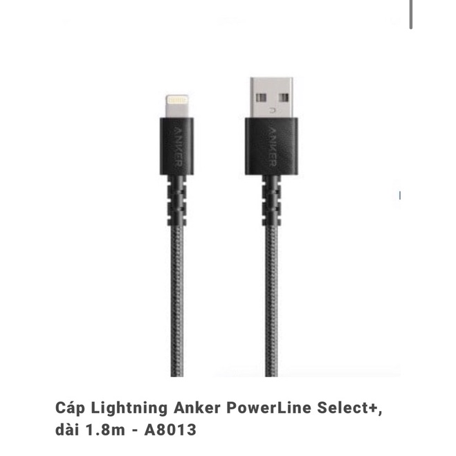 Cáp Lightning Anker PowerLine Select+, dài 1.8m - A8013 Chính hãng