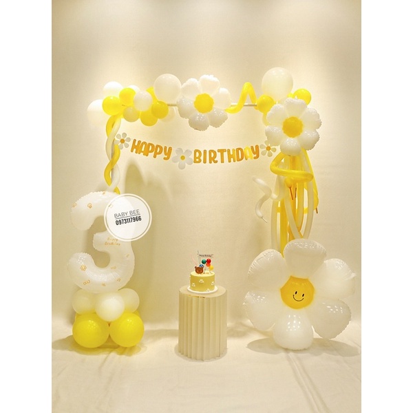 Dây Chữ Sinh Nhật Happy Birthday Hoa Cúc Vải Dạ Phong Cách Hàn Quốc