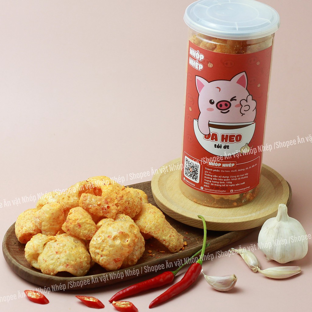 Da heo tỏi ớt chiên giòn Nhóp Nhép 150g, đồ ăn vặt Hà Nội vừa ngon vừa rẻ