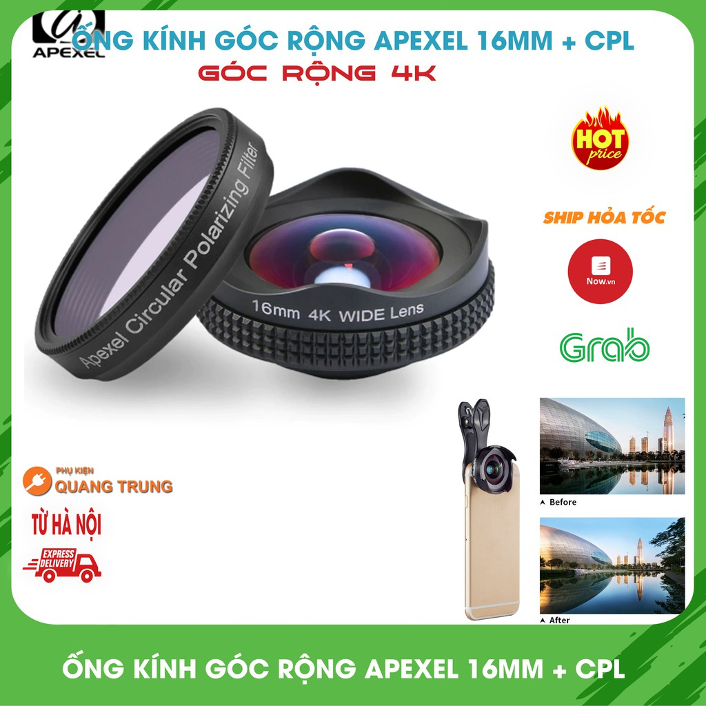 Ống kính,lens góc rộng Apexel 4K 16mm,cực chất,giảm độ méo tối đa