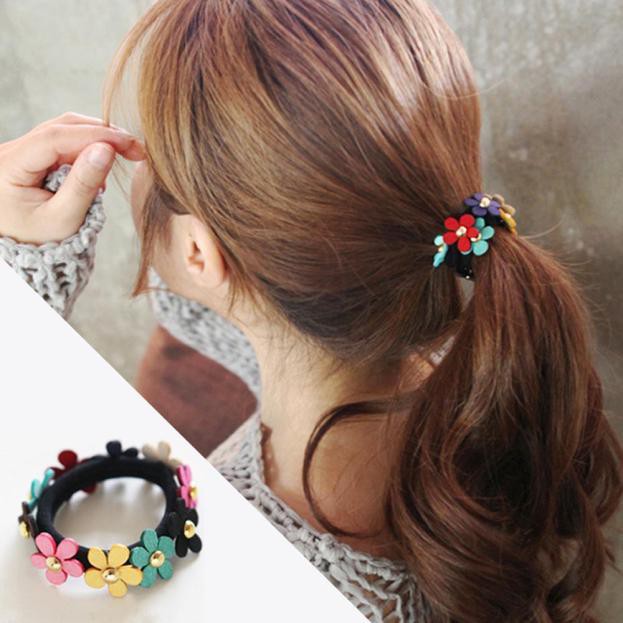 Cột Tóc Đính Hoa Cúc Nhiều Màu Dễ Thương