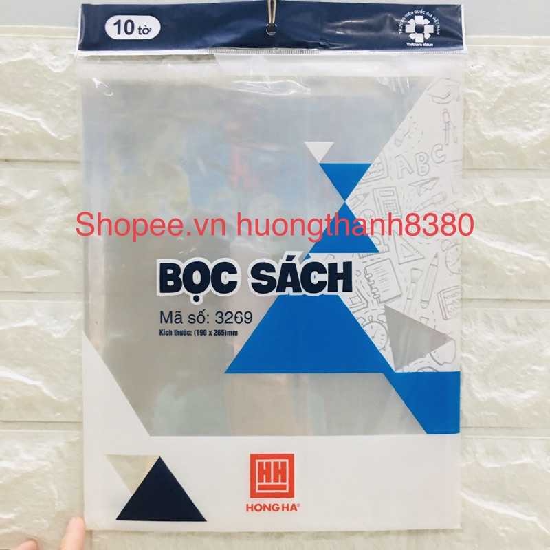 Bọc Nilon Hồng Hà 3269 – Bọc Vở, Bọc Sách Giáo Khoa :Kích Thước 190 x 265 mm