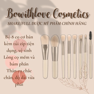 Set 8 cọ trang điểm lông mềm màu pastel kèm túi đựng