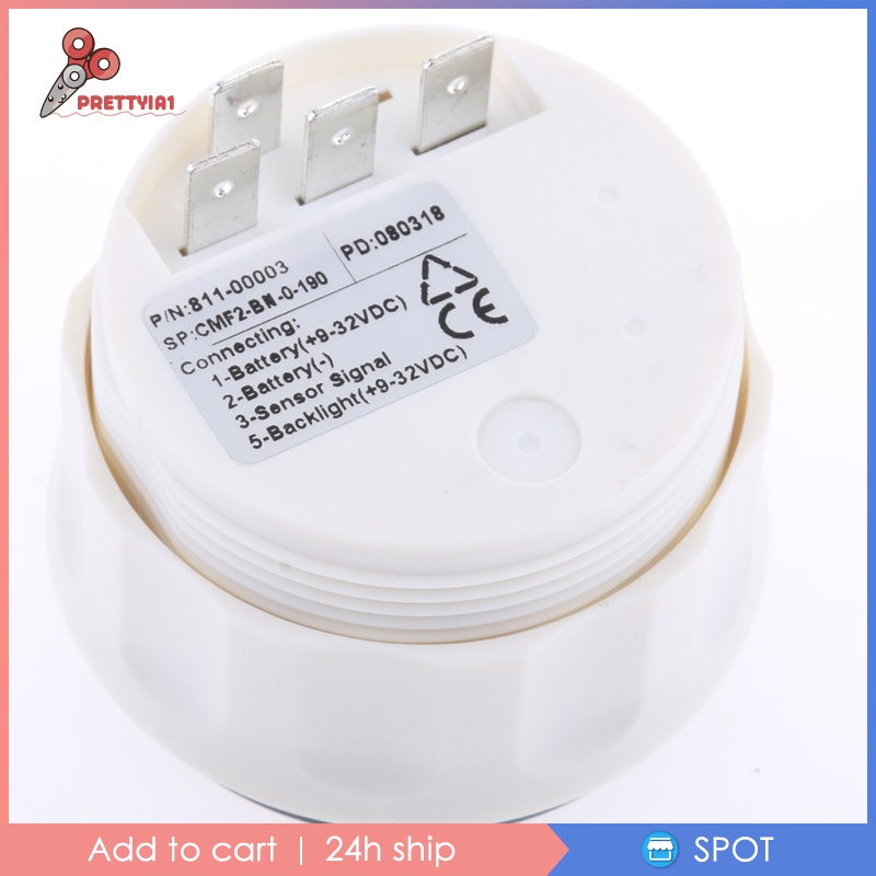 [Prettyia1] Đồng Hồ Đo Mức Độ Nhiên Liệu Xe Hơi Tàu Thuyền 2 "LED Chống Thấm Nước Màu Trắng