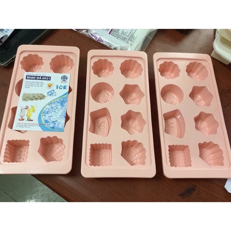 Khay Đá, Khuôn Thạch 8 Viên  Việt Nhật Nhựa Dẻo Làm Thạch Rau Câu, Khay Chia Ăn Dặm Cho Bé 01236