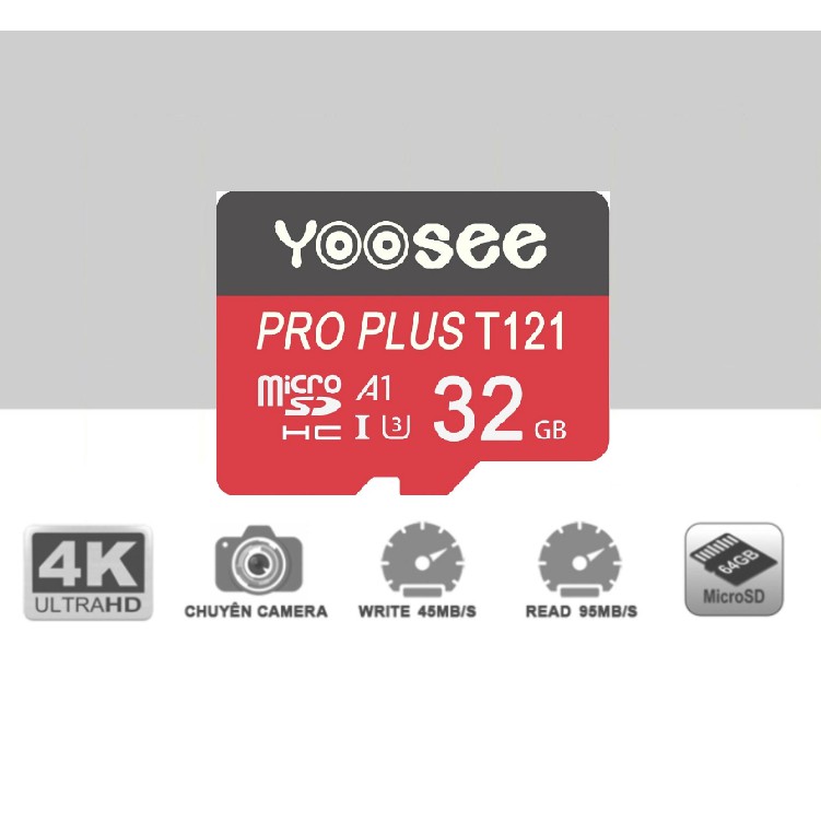 Thẻ Nhớ Yoosee Pro Plus 32GB 64GB 128GB A1 U3 4K R95MB.s W45MB.s Chuyên Camera và Điện Thoại