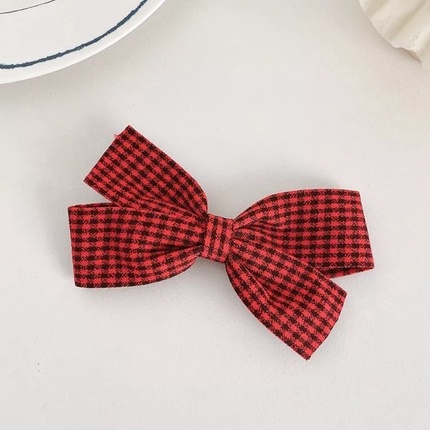 Kẹp nơ vải caro dễ thương, phụ kiện kẹp tóc nữ thời trang Filibra -  KT043