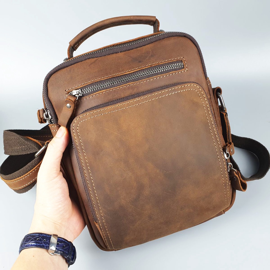 Túi đeo chéo nam da bò thật TD116LEA  - 100% da bò thật, BH 3 năm