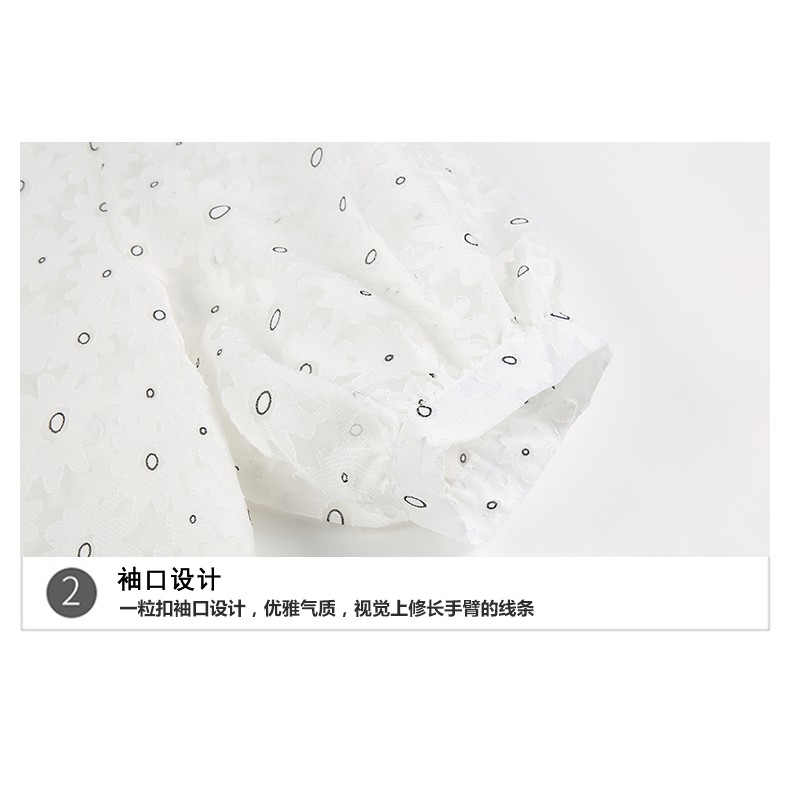 Korean Floral Print Cute Casual Blouse Women Summer Lantern Short Sleeve Top White | BigBuy360 - bigbuy360.vn