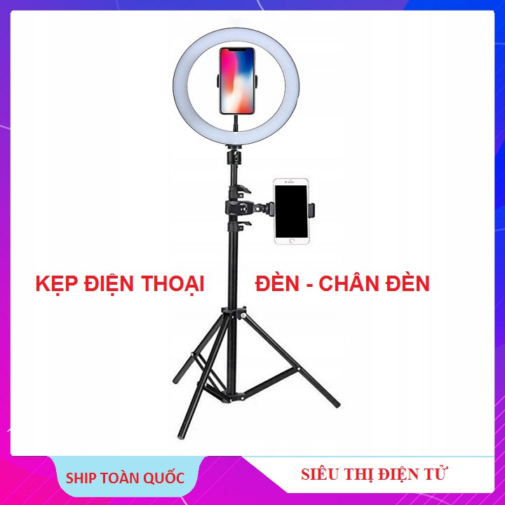 Bộ Chân Đèn, Kẹp Điện Thoại - Đèn 26cm Chuyên Dùng Cho Livestream - Chụp Ảnh - Quay Phim -Bán Hàng