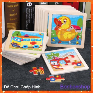 Đồ Chơi Tranh Ghép Gỗ 9 Miếng Cho Bé Tập Ghép Hình Và Nhận Biết Con Vật Và Phương Tiện Giao Thông