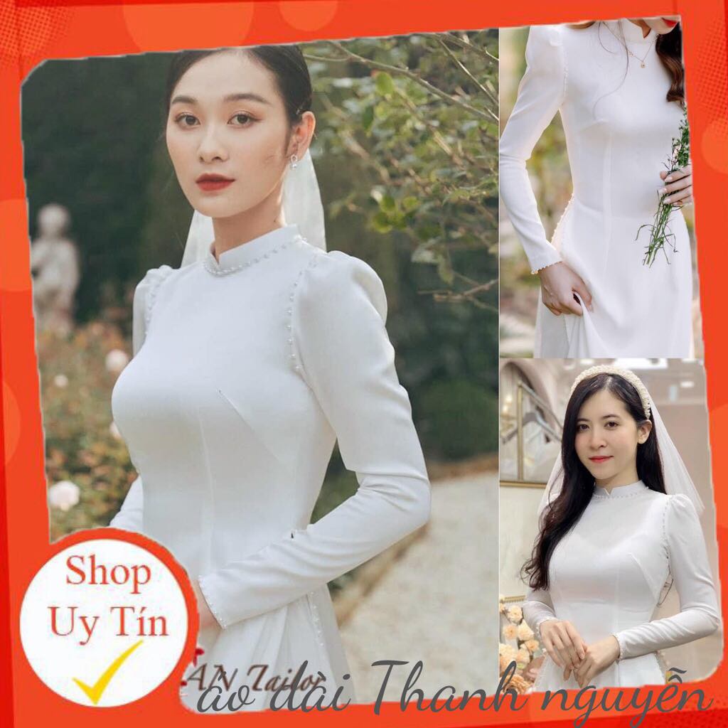 Áo Dài Truyền Thống-Áo Dài Dâu Cao Cấp 4 Tà Sang Trọng Quý Phái