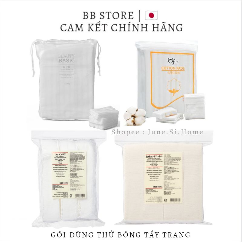 Tách lẻ gói dùng thử bông tẩy trang Emart, Muji, Lameila 222 miếng
