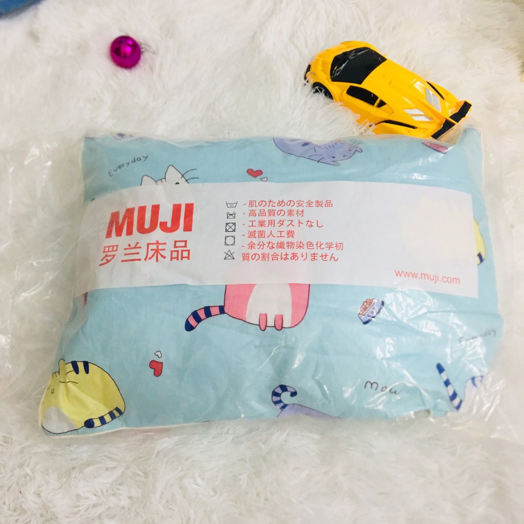 Gối trẻ em Muji cao cấp chất liệu cotton mịn màng thoáng mát thấm hút mồ hôi