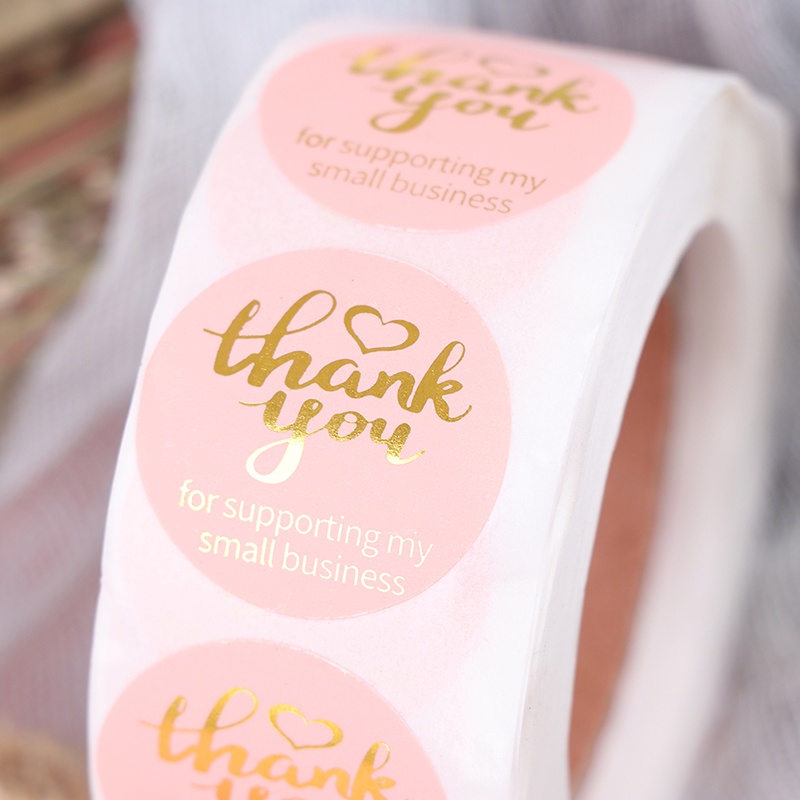 Cuộn 500 Miếng Dán Chữ Thank You For Supporting My Small 1 Inch