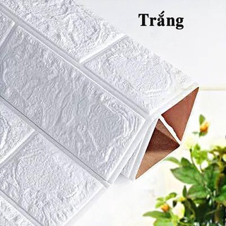 Xốp dán tường giả gạch 3d trắng 3mm