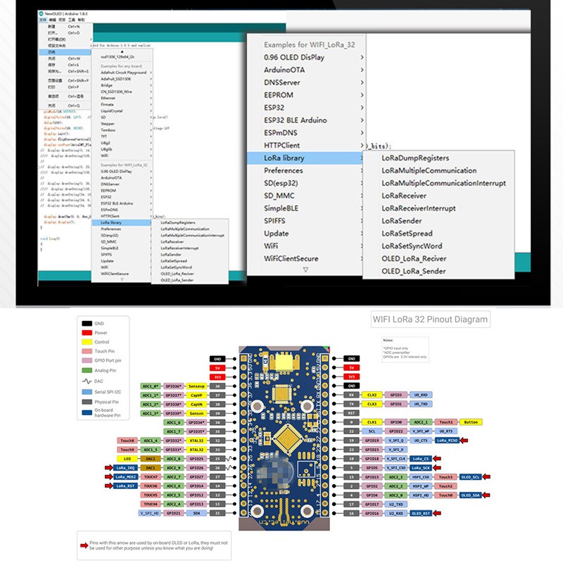 Bảng Mạch Phát Triển LoRa 32 Node WIFI / Bluetooth / SX1276 / ESP32 / OLED / 868-915