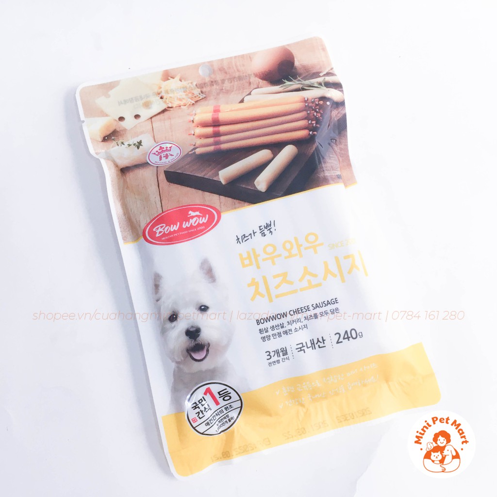 Xúc xích phô mai BOWWOW 240g (7 cái) - snack, bánh thưởng cho chó