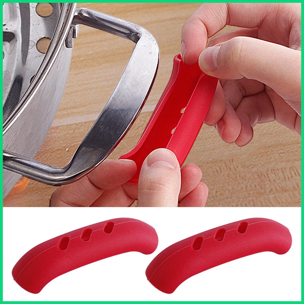Set 2 Vỏ Bọc Tay Cầm Chảo Hấp Cách Nhiệt Chống Trượt Bằng Silicon