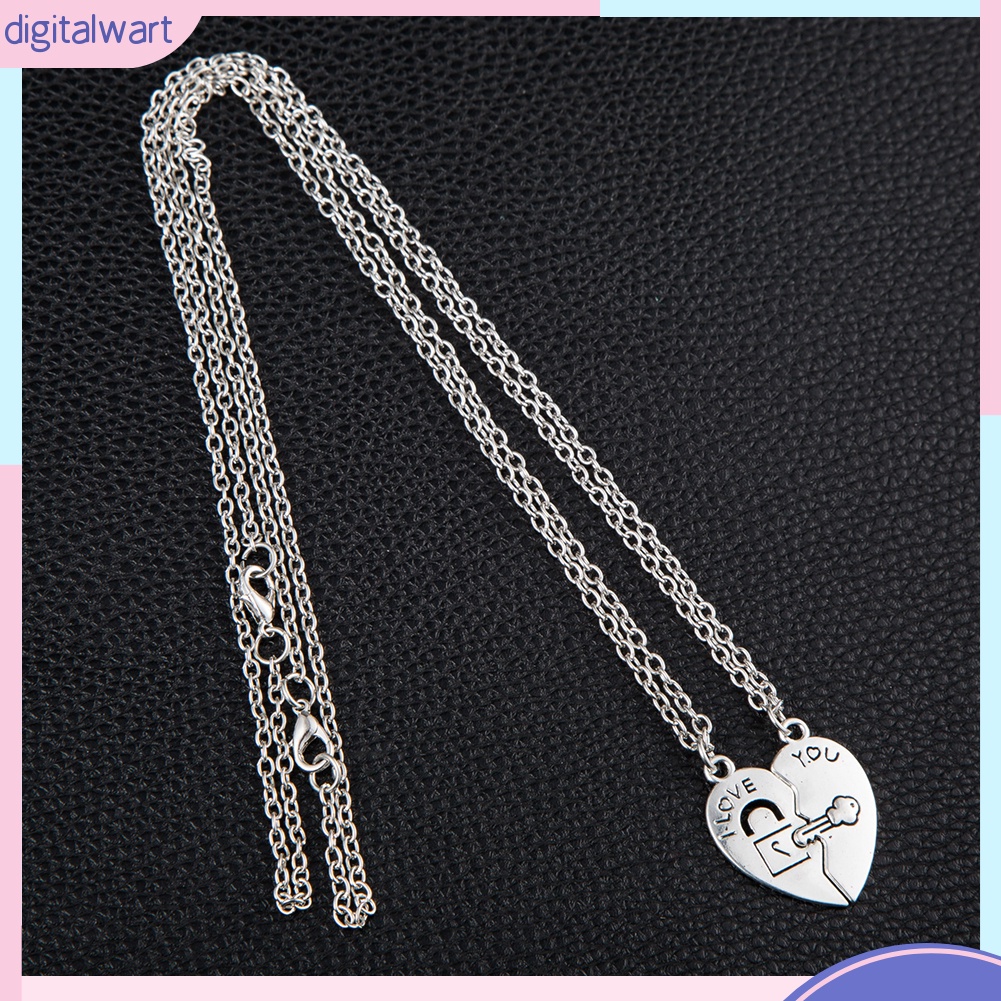 Dây Chuyền Mặt Trái Tim Có Chìa Khóa Khắc Chữ I Love You Độc Đáo Cho Cặp Đôi