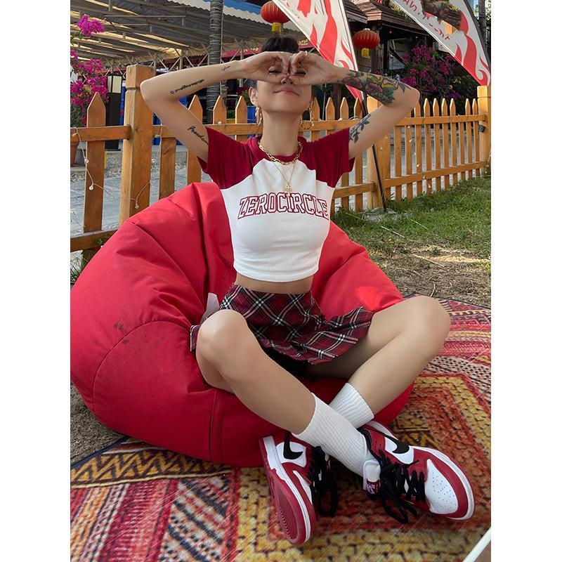 Áo Thun Tay Ngắn Dáng Ôm Phong Cách Retro Đường Phố Mỹ 2022 Thời Trang Cho Nữ