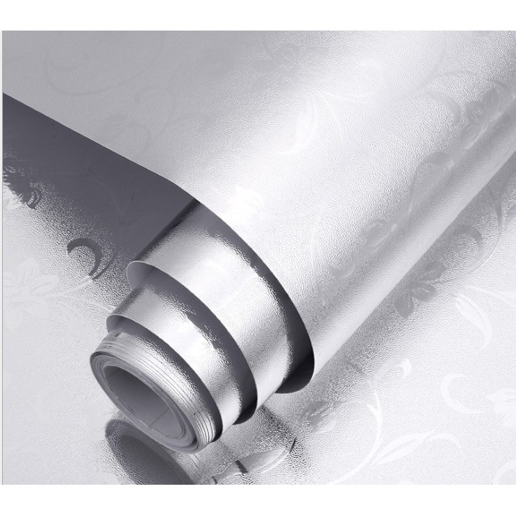 1 mét decal tráng nhôm dán bếp hoa dây bạc keo sẵn bóc dán khổ 60cm