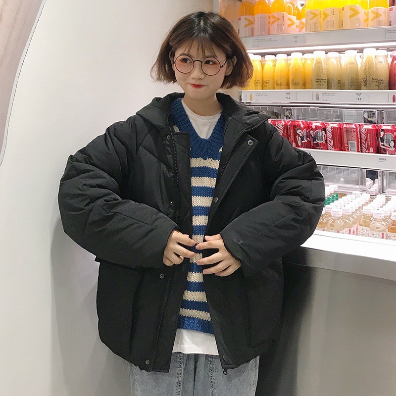 Hàng Sẵn- ÁO Phao Dáng Ngắn Túi Hộp Có Mũ hàng Quảng Châu- túi hộp