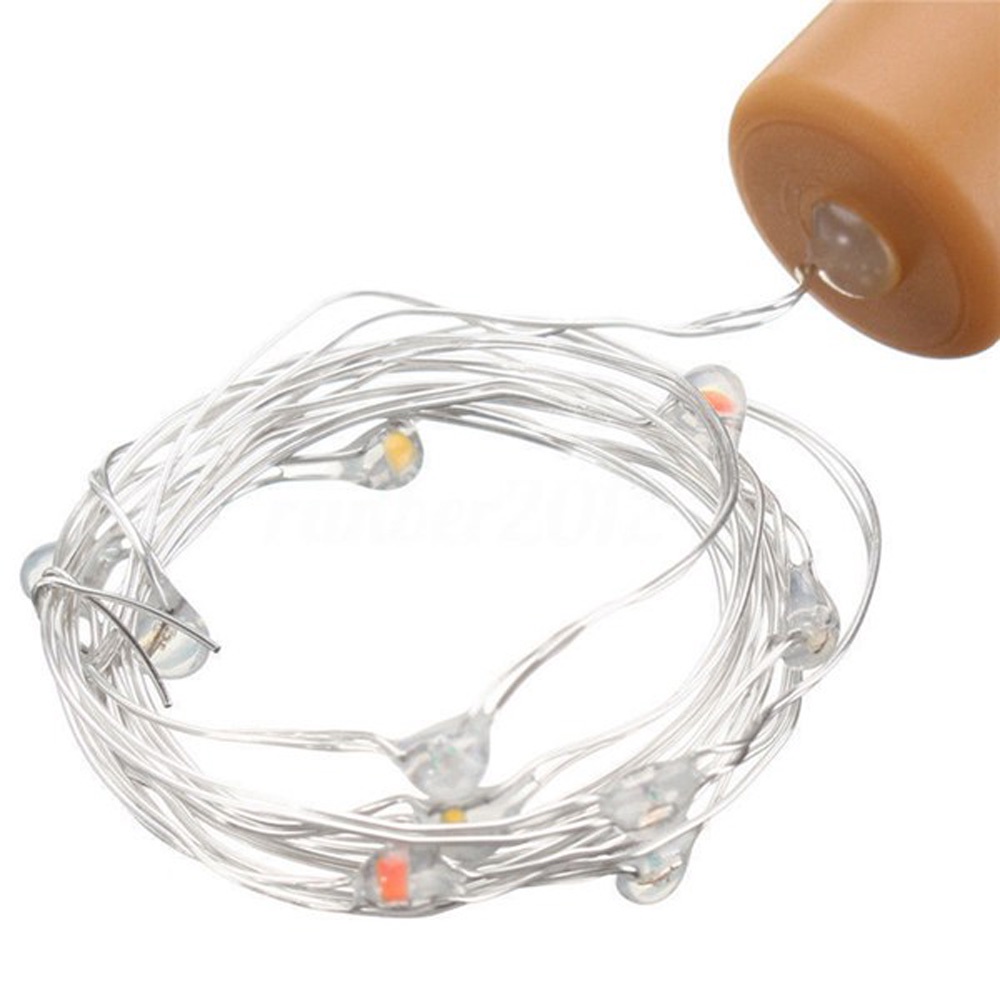 Dây đèn LED phối nút đóng chai sử dụng năng lượng mặt trời chống thấm nước trang trí tiệc cưới/ nội thất dài 1m