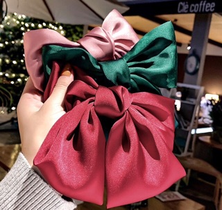 Kẹp tóc phối nơ cực to lụa satin cao cấp Hot trend