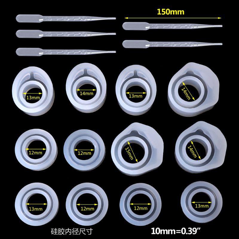 1 Bộ Khuôn Silicone Làm Nhẫn Thủ Công 3 Kích Thước 16 / 16.6 / 17mm